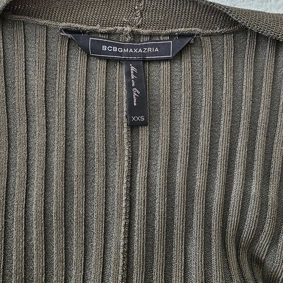 BCBGMAXAZRIA Olive Green Rib Knit Midi Cardigan in size XXS - Picture 4 of 5